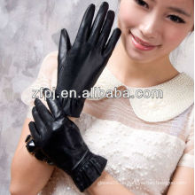 Heiße Verkauf schwarze lederne Handschuhfrauenart